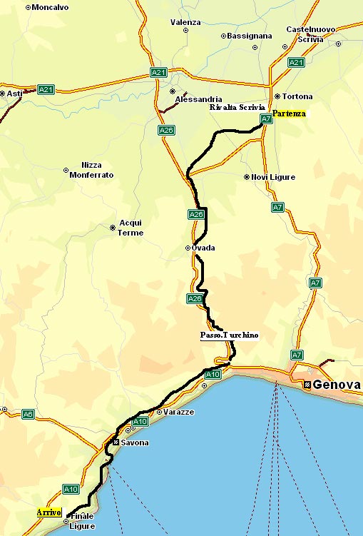 17. Mappa 2^ Tappa Rivalta Scrivia.- Finale Ligure